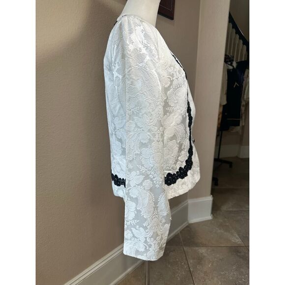 Nah Nah Collections by Jonathan Tait VTG 80’s Brocade Lace Trim Blazer Size 12 - Picture 2 of 16